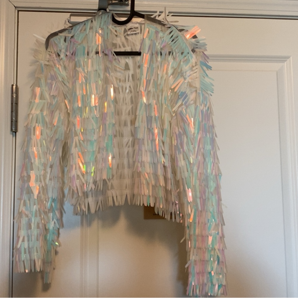 Glitter Trove Unicorn Tears Confetti Jacket Iridescent Size M